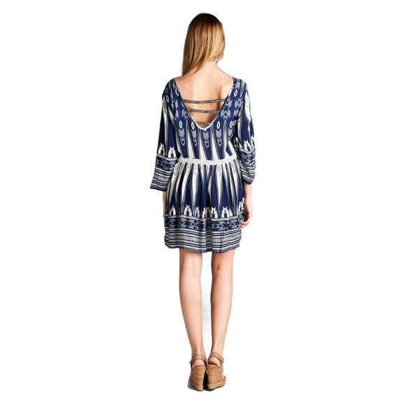 VELZERA Geometric Mini Dress, Blue - Picture 4 of 4